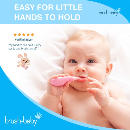Brush-Baby Baby Non-Fluoride Strawberry Toothpaste (0-2 Years old) + FlossBrush 0-3 years